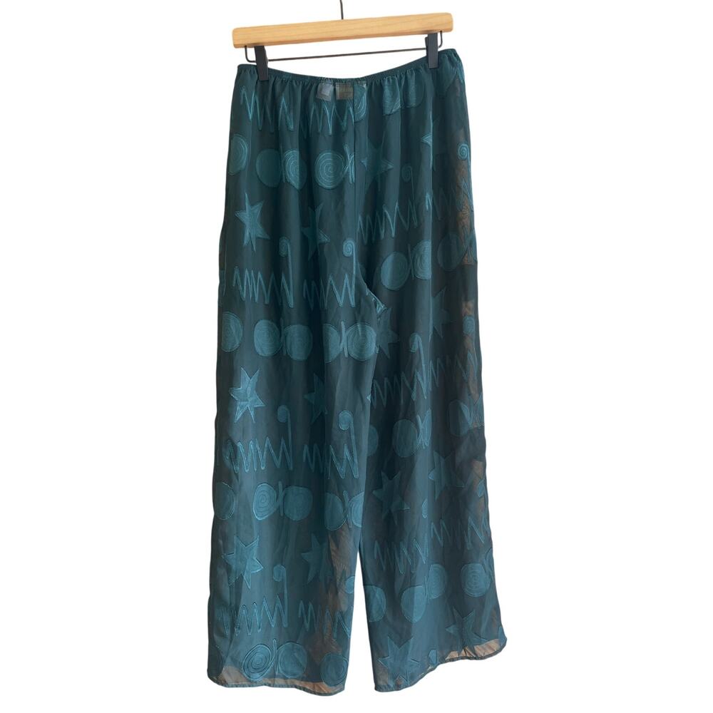 Vintage Y2K Victoria's Secret Gold Label Pajama Pants Green Wide Leg Palazzo - Picture 2 of 6
